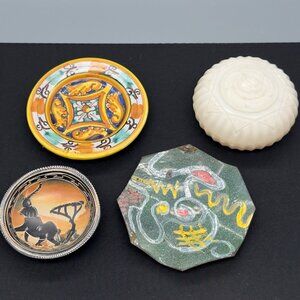 Vintage Lot of 4 Small Decorative Trinket Dishes Box Handcrafted Mix Styles